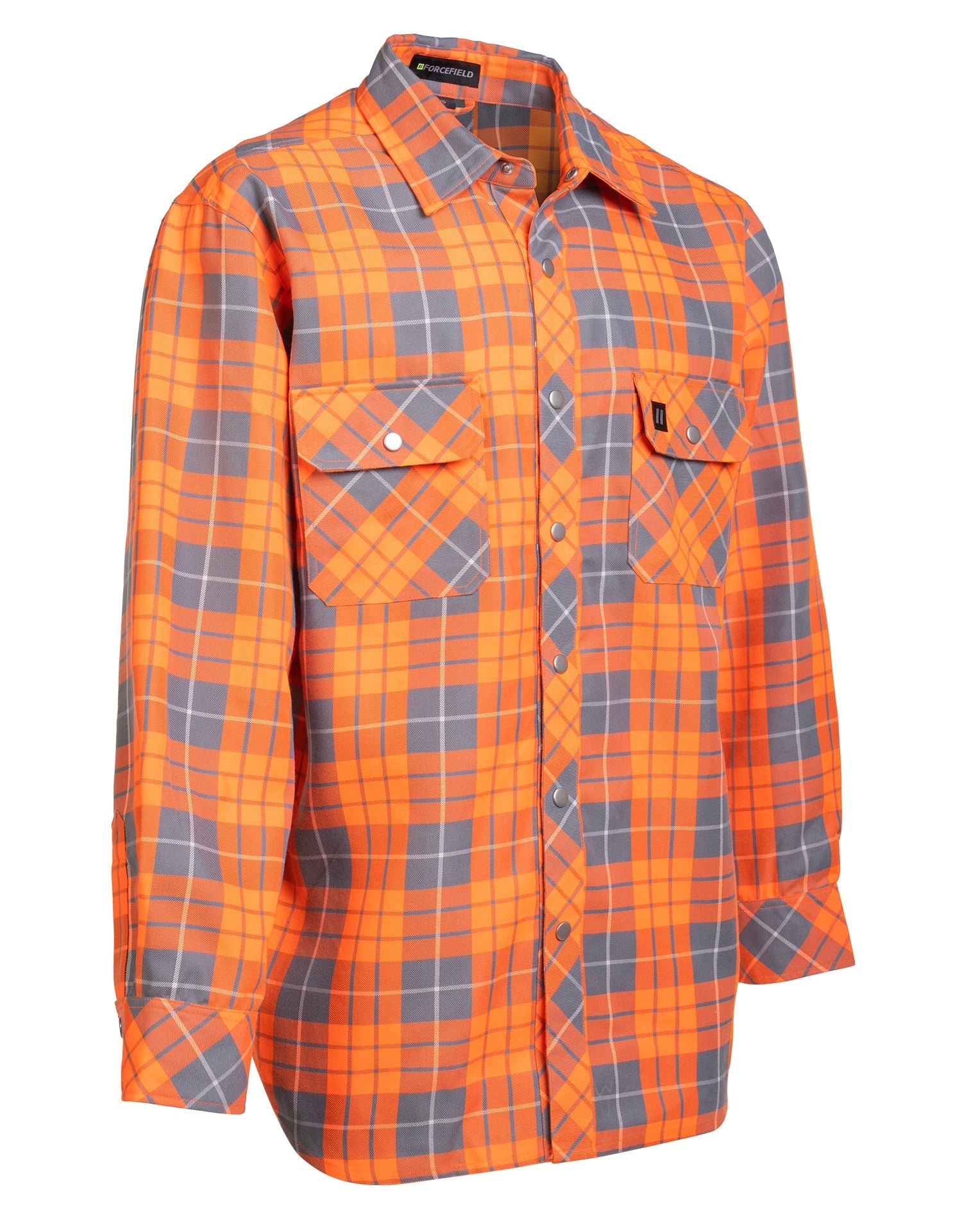 Forcefield Hi Vis Orange Plaid Unlined Flannel Shirt Forcefield Hi Vis Orange Plaid Unlined Flannel Shirt