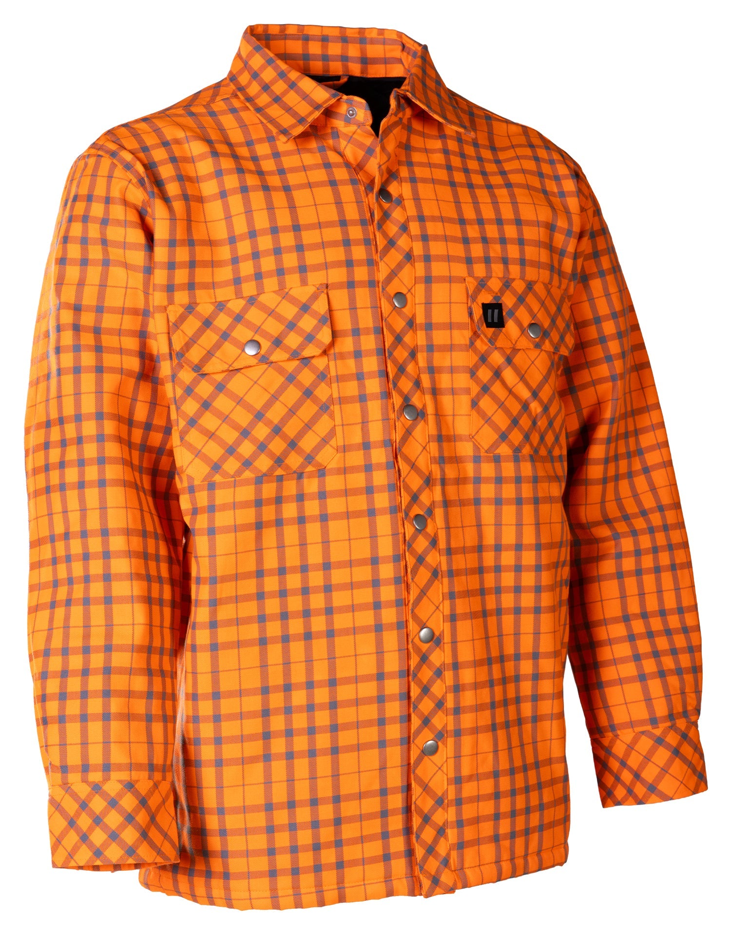 Forcefield Hi Vis Orange/Sliver Micro Plaid Quilted Flannel Shirt