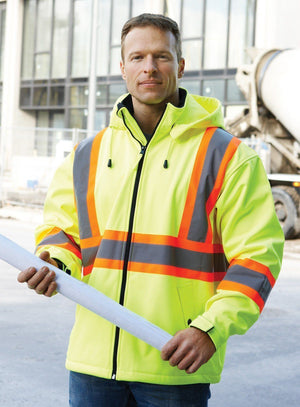 Hi Vis Safety Softshell Water Resistant Jacket - Hi Vis Safety