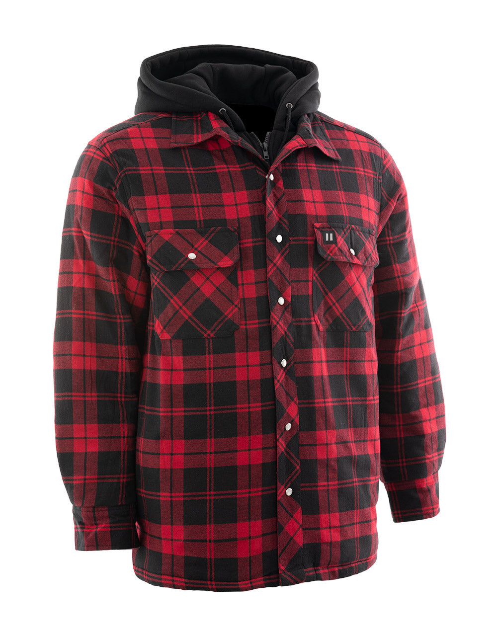 Flannel Red Shirt With Hood Mens Cotton Flannelette Shirt W Jersey