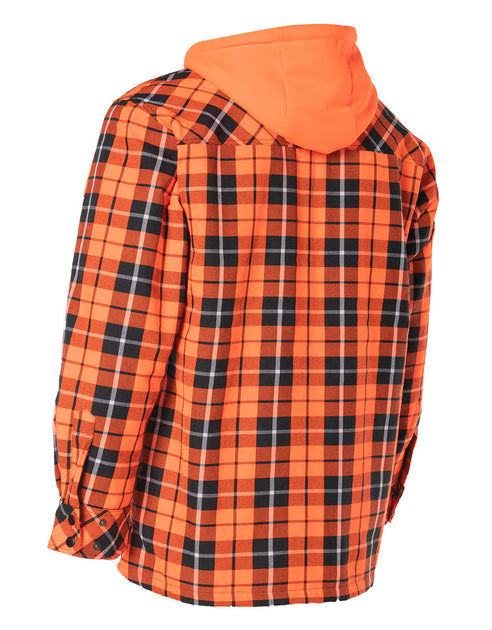 Forcefield Red Plaid Hooded Sherpa-lined Flannel Shirt Jacket 