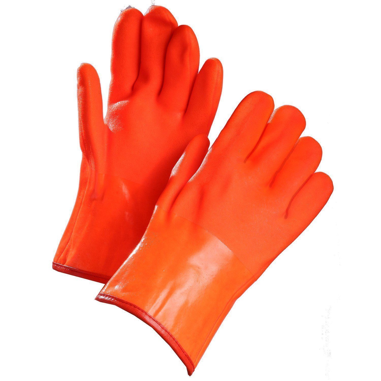 orange handschuhe Chemical Resistant Gloves, Orange PVC Coated, 12" Gauntlet Cuff