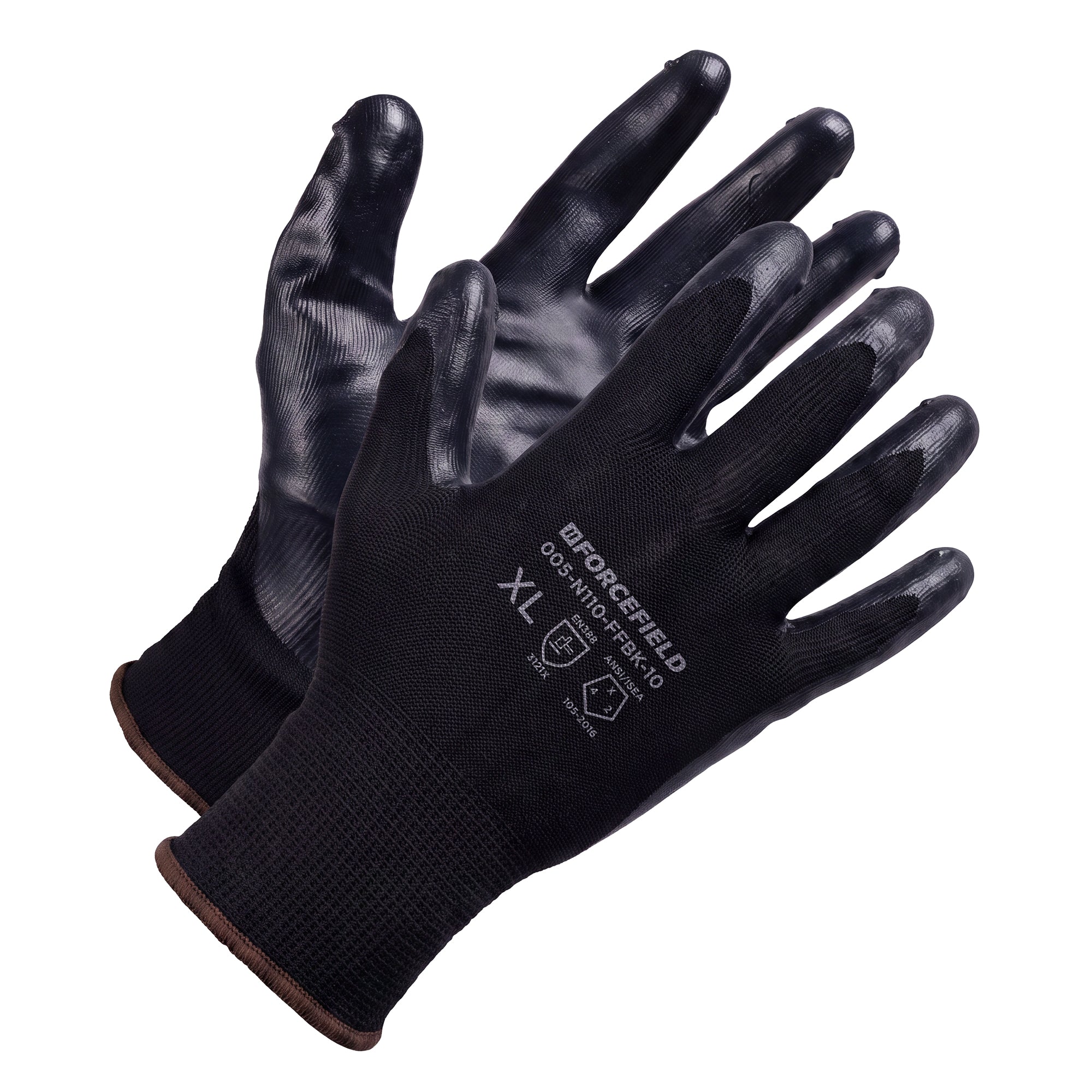 Forcefield Black Nitrile Foam Coated, Nylon Liner, Light to Medium Duty