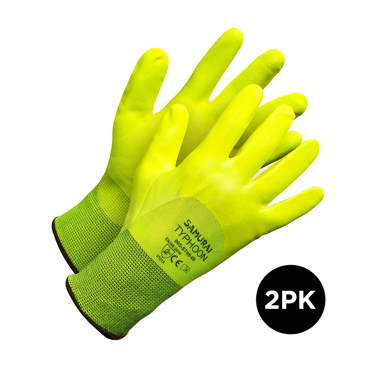 Forcefield "Samurai Typhoon" 3/4  Nitrile Dipped Hi Vis Work Glove - 2 Pack