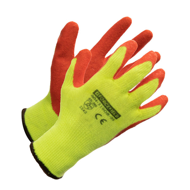 Hi-Vis Knit Work Glove, Palm Coated with Crinkle Latex