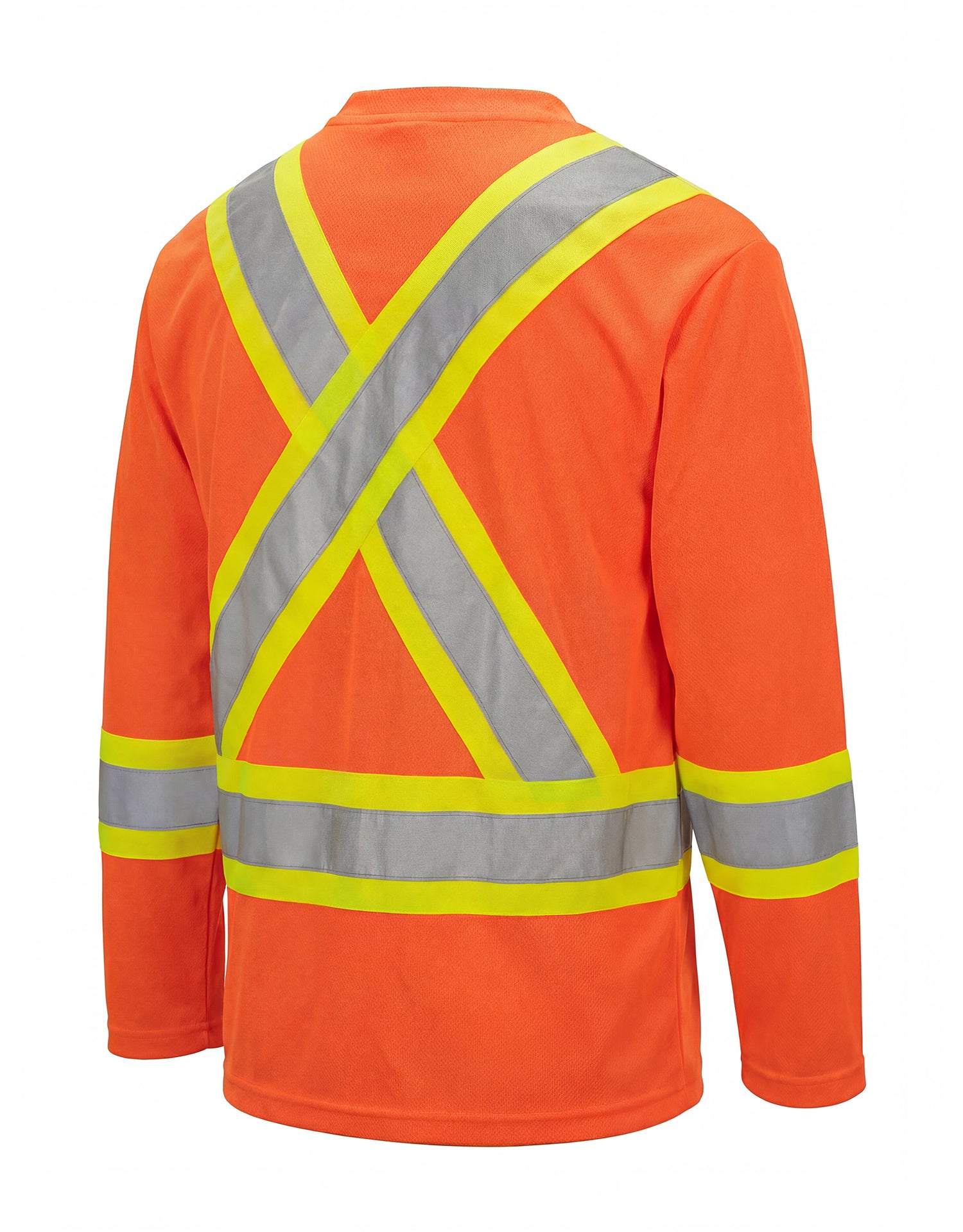 Forcefield Hi Vis V-Neck Long Sleeve Safety Tee with Chest Pocket