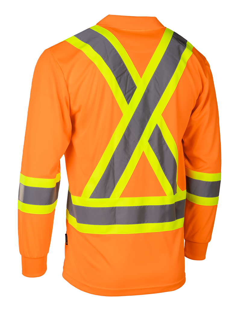 Forcefield Hi Vis Safety Long Sleeve Polo Tee