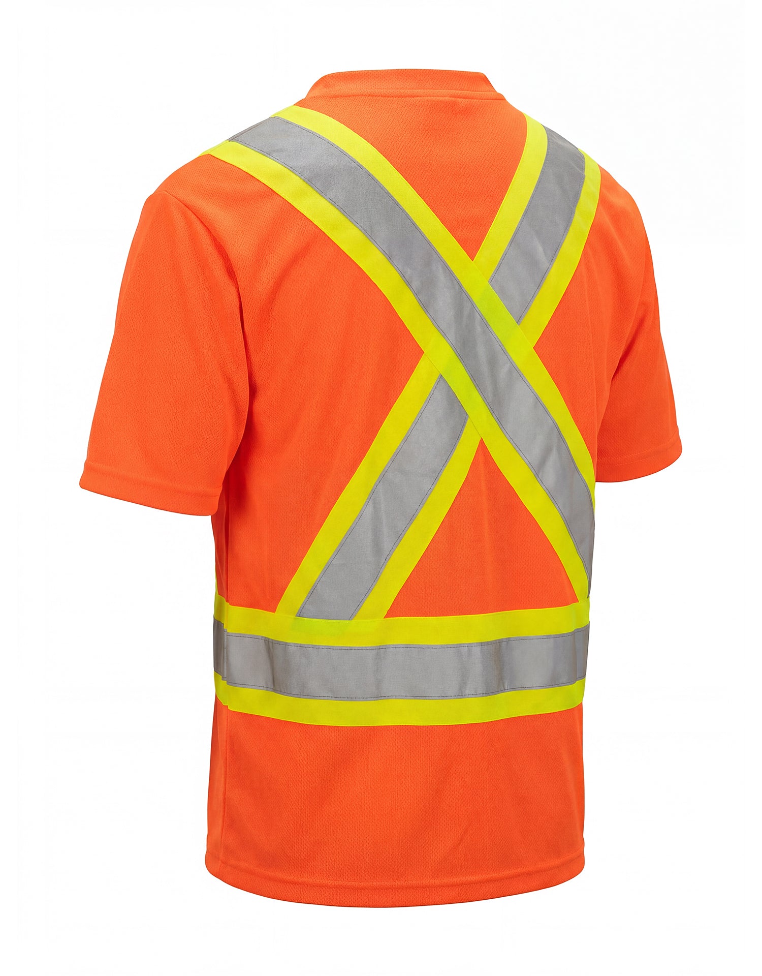 Forcefield Hi Vis Crew Neck Short Sleeve Safety Tee Shirt with Chest Pocket