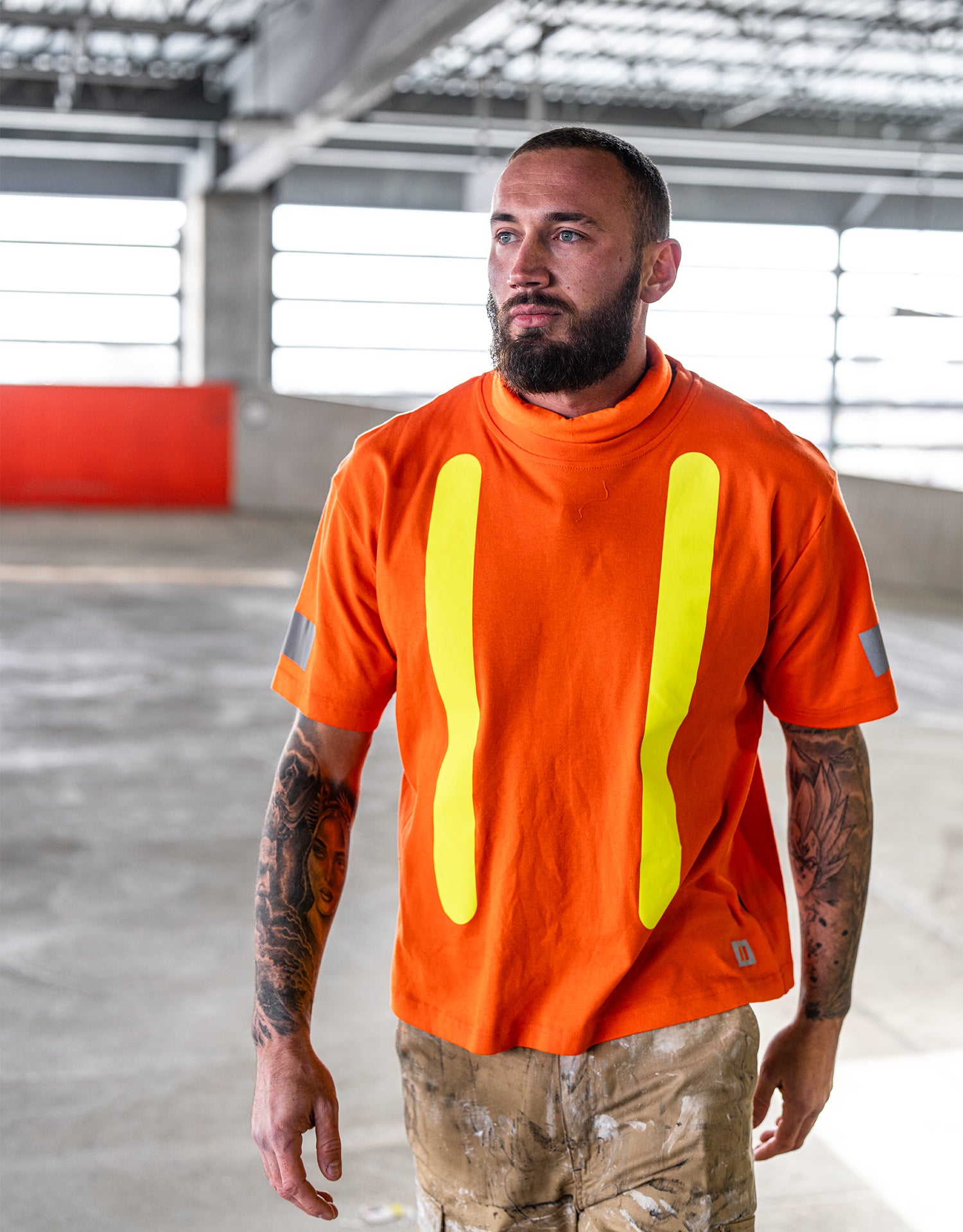 Forcefield Retro Safety Cotton Short Sleeve Tee With Reflective Arm Striping