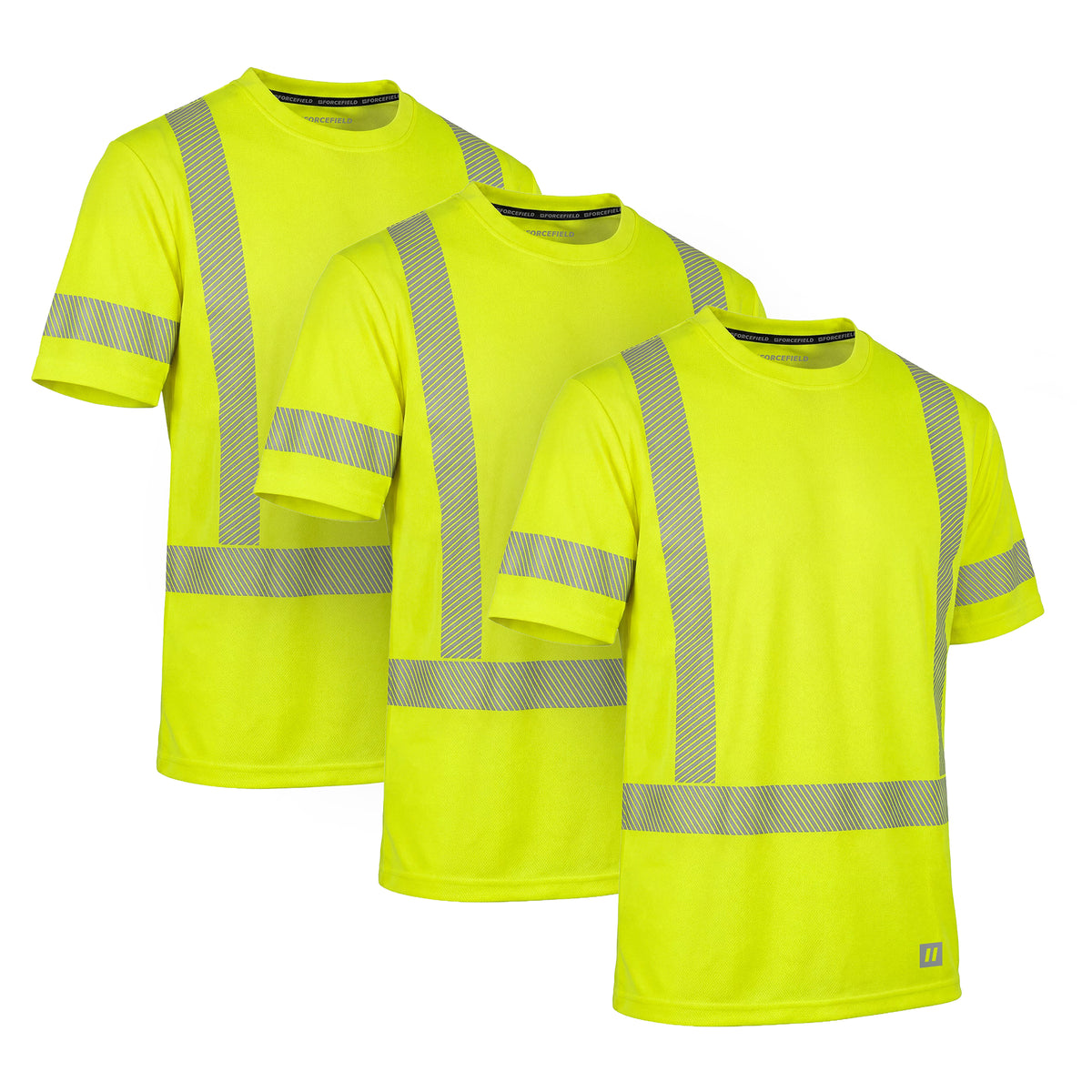 Forcefield Hi Vis Lime Crew Neck Short Sleeve Ultrasoft Technical Tee (Multi-Pack)