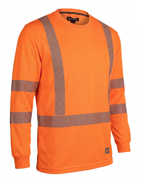 トップス hiwaso Hi Vis Orange Crewneck Long Sleeve Ultrasoft Technical Tee – Hi