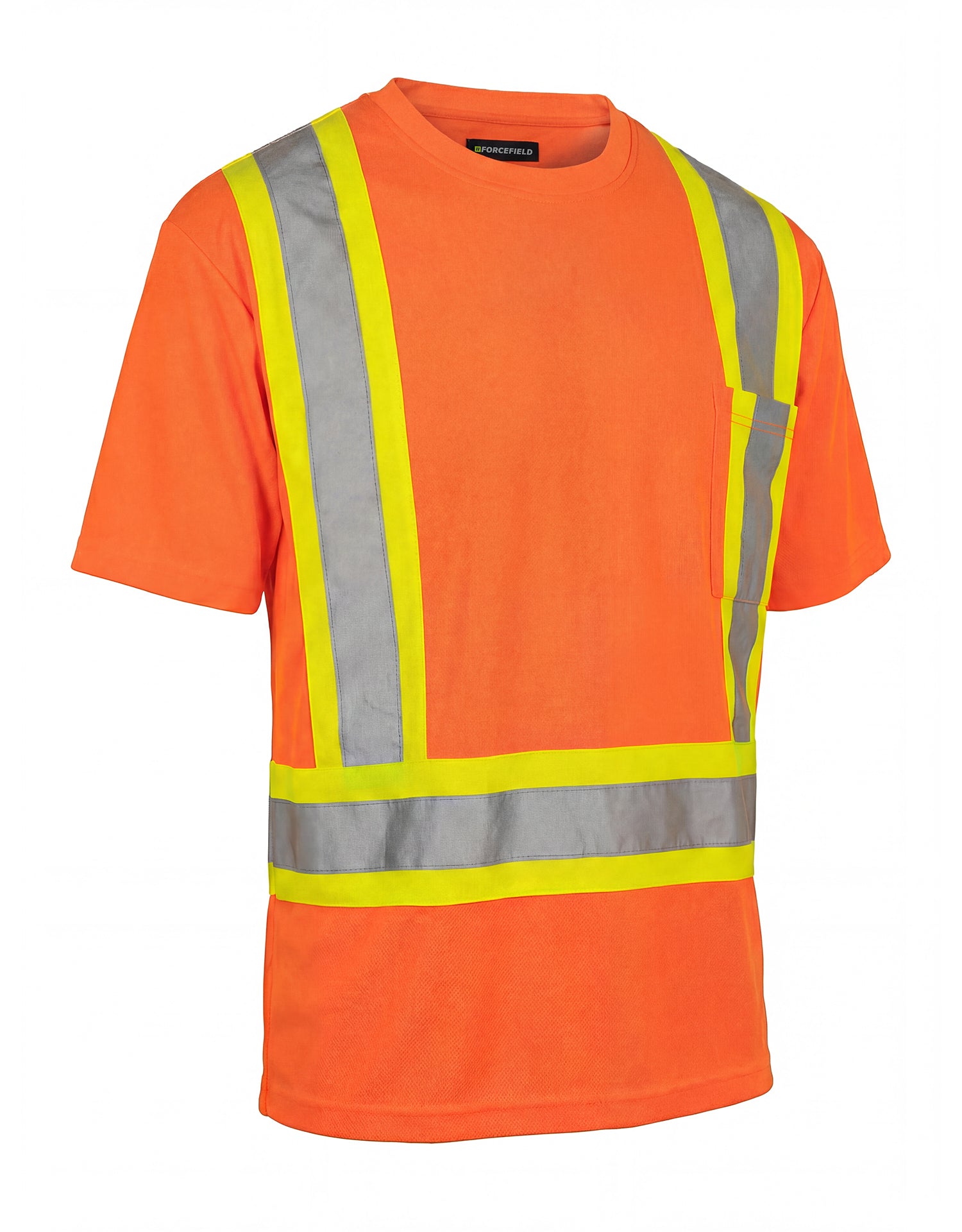 Forcefield Ultrasoft Hi Vis Crewneck Short Sleeve Safety Tee Shirt with Chest Pocket