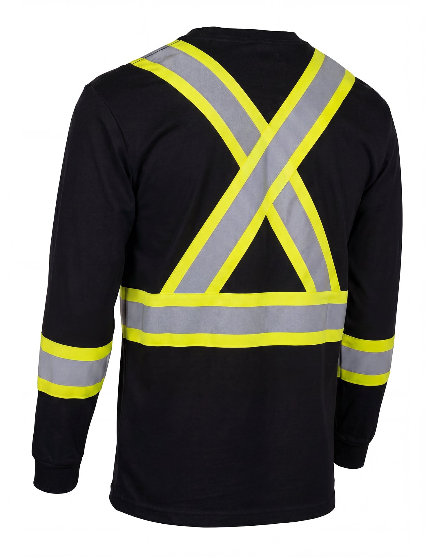 Ultracool Black Poly/Cotton Crewneck Long Sleeve Safety T-Shirt with Chest Pocket