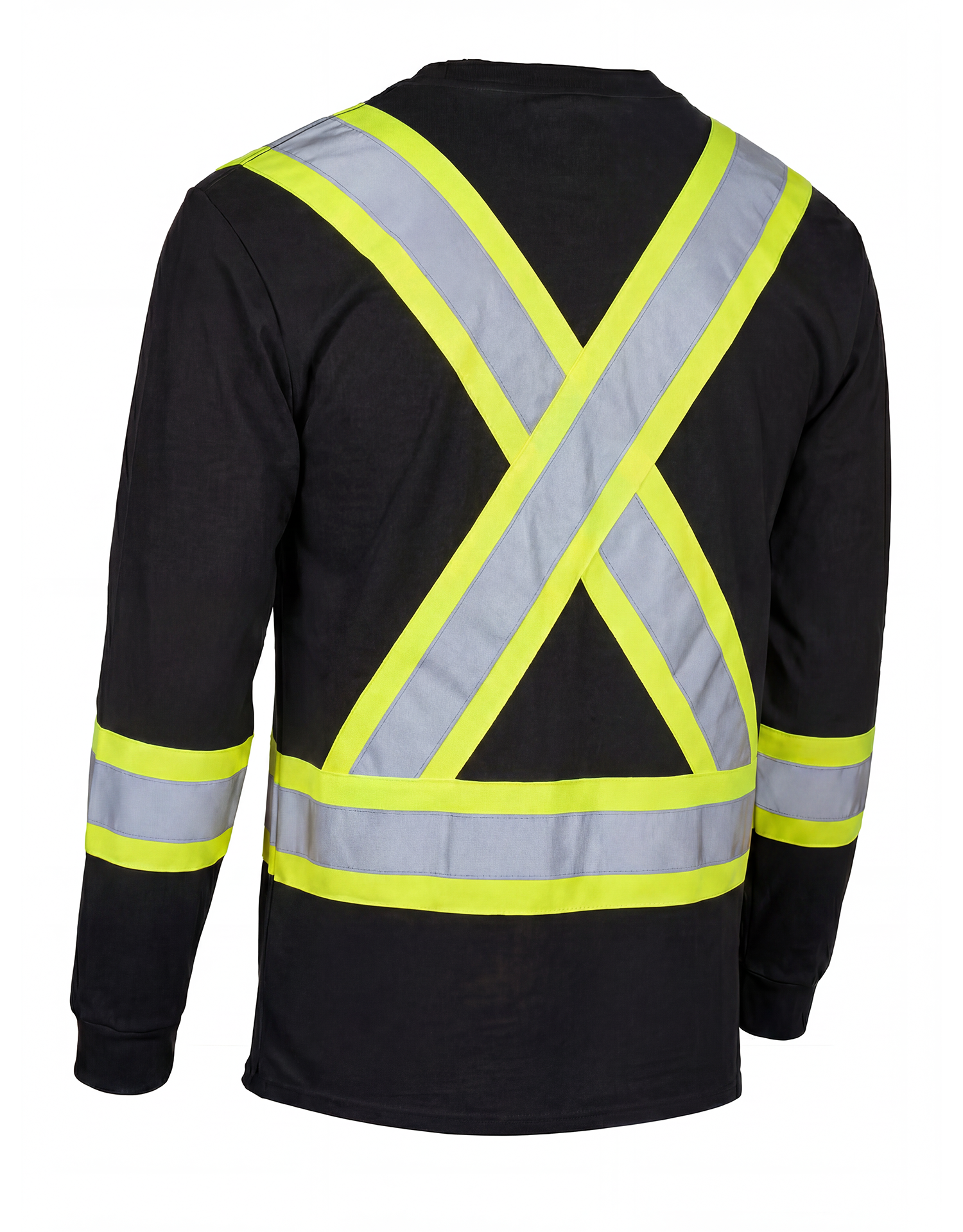 Ultracool Black Poly/Cotton Crewneck Long Sleeve Safety T-Shirt with Chest Pocket