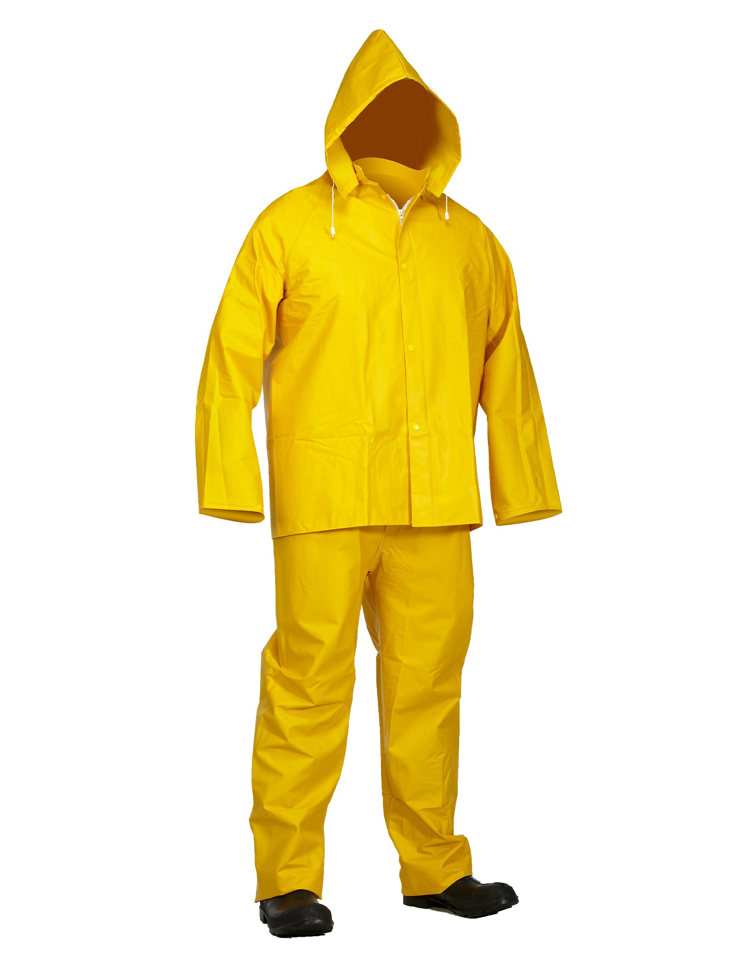 3-Piece Yellow PVC Rainsuit with Fire Resistant Coating