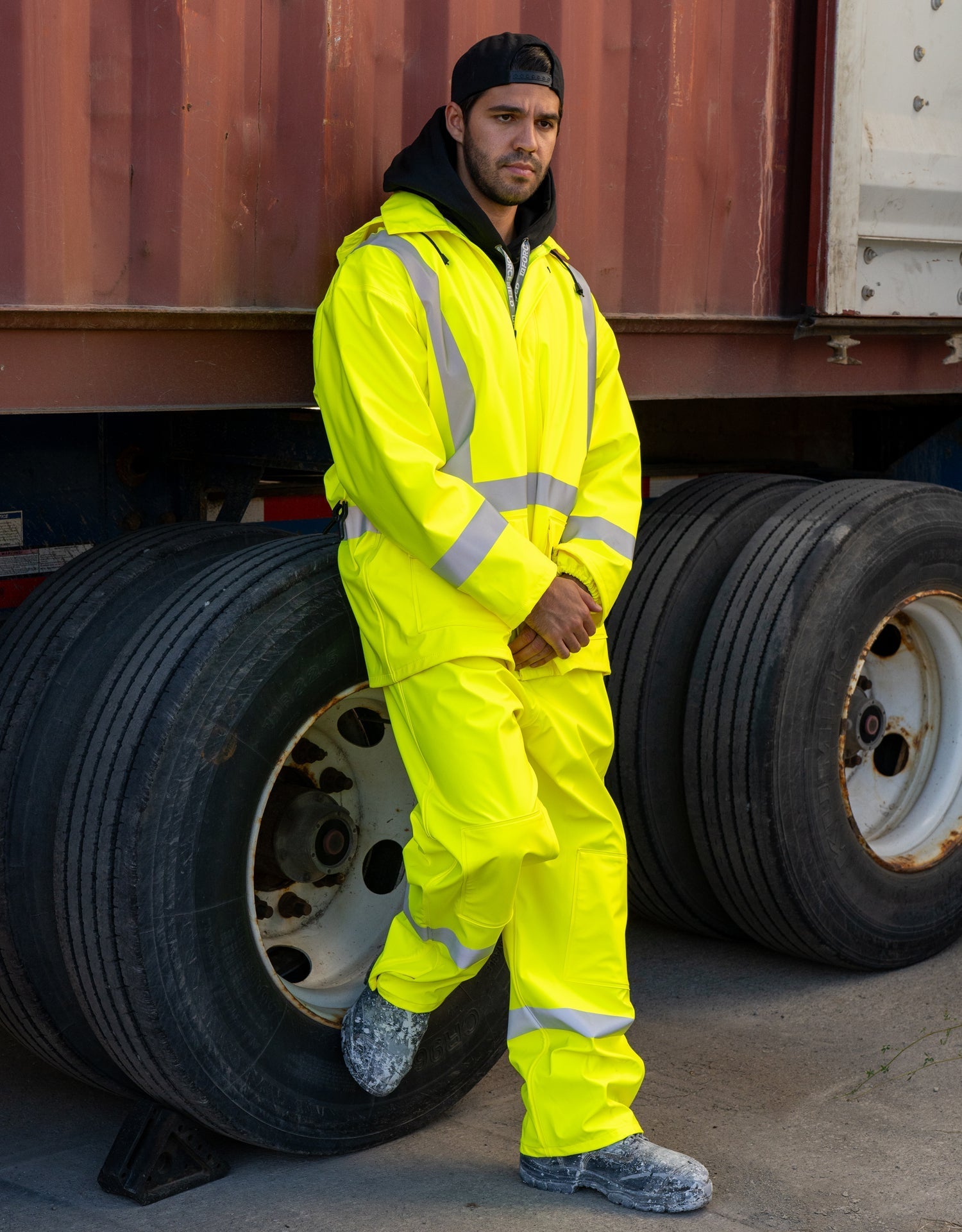 Forcefield Lightweight Fire Resistant (FR) Hi Vis Safety Rain Overalls