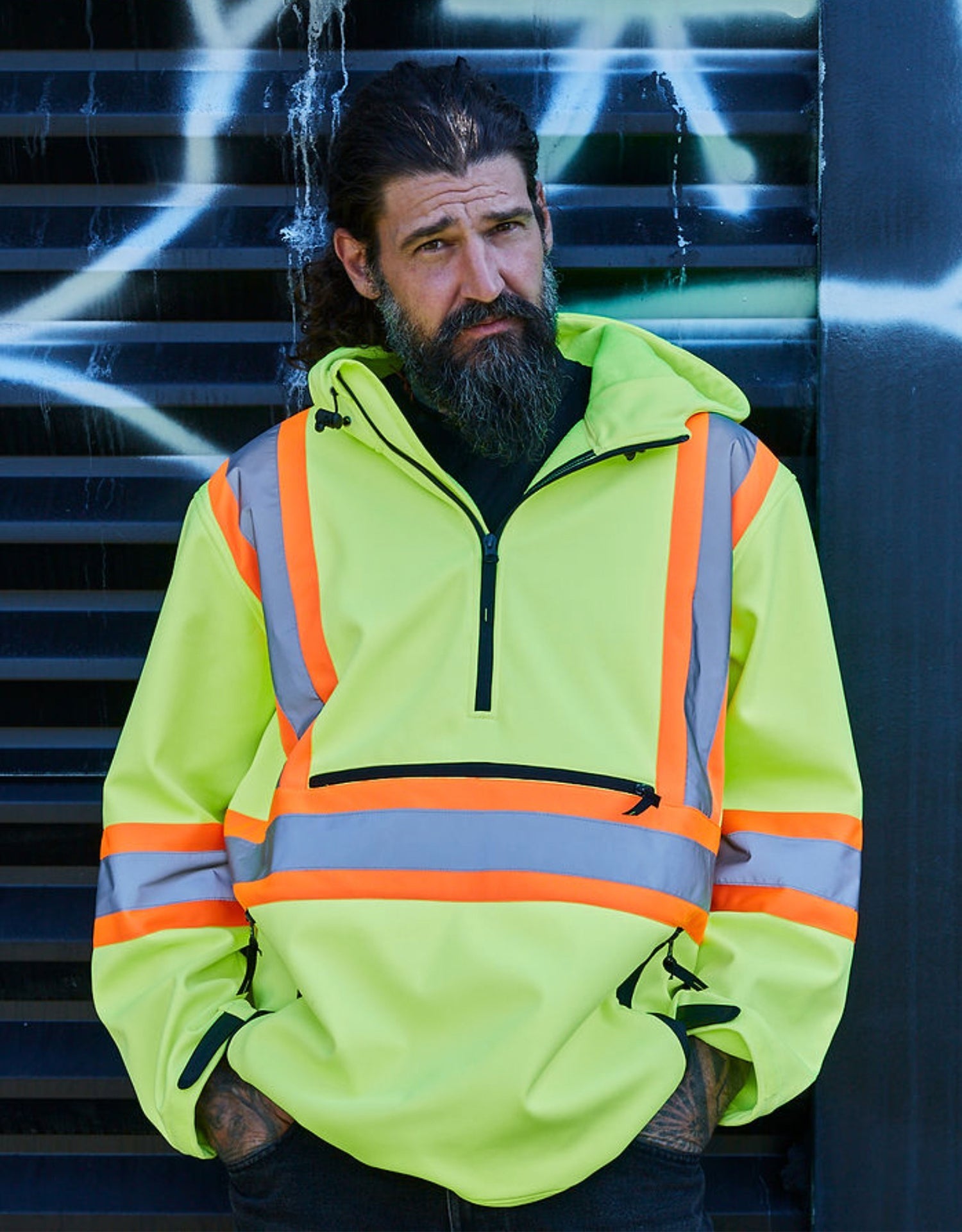 Forcefield Hi Vis Safety Anorak Pullover Softshell