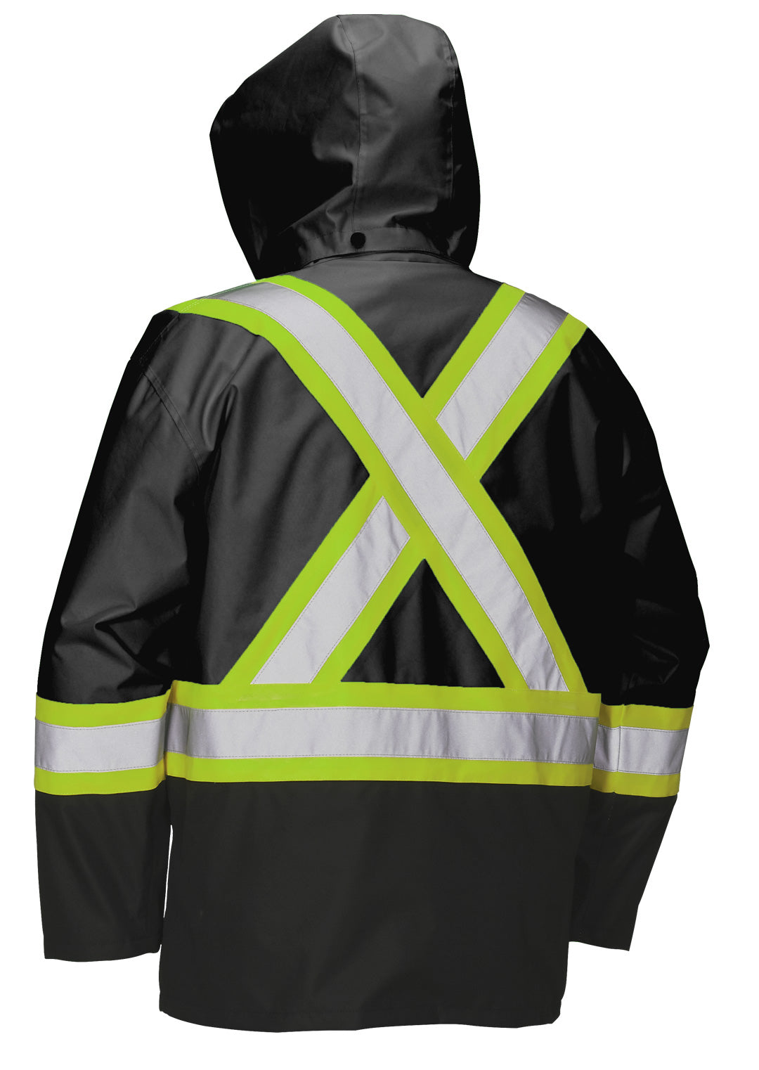 Forcefield Hi Vis Safety Rain Jacket with Snap-Off Hood – Hi Vis