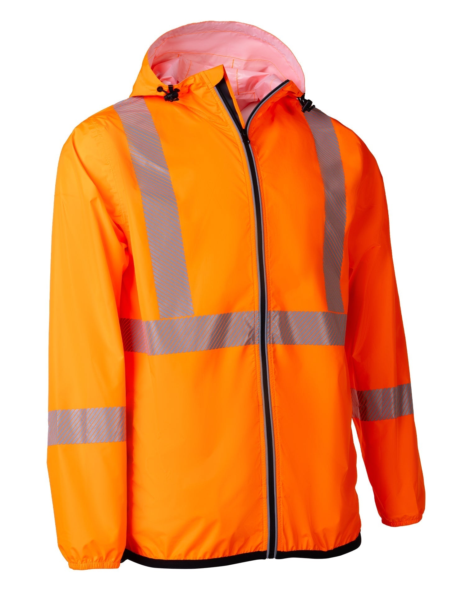 "The Rainbreaker" Hi Vis Lightweight Packable Hooded Rain Jacket Shell