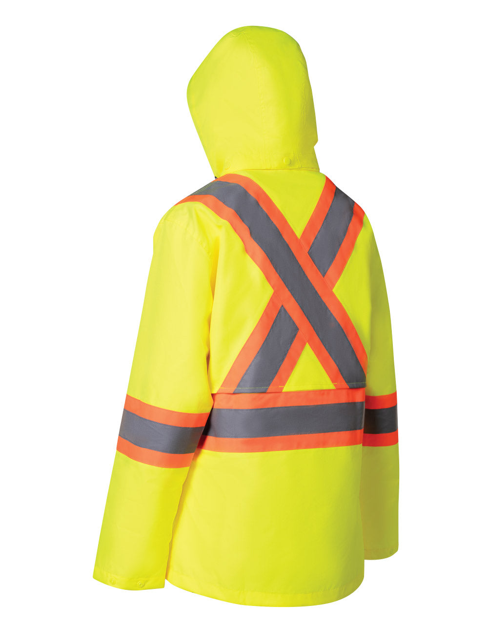 Forcefield Women's Hi Vis Safety Rain Jacket with Snap-Off Hood