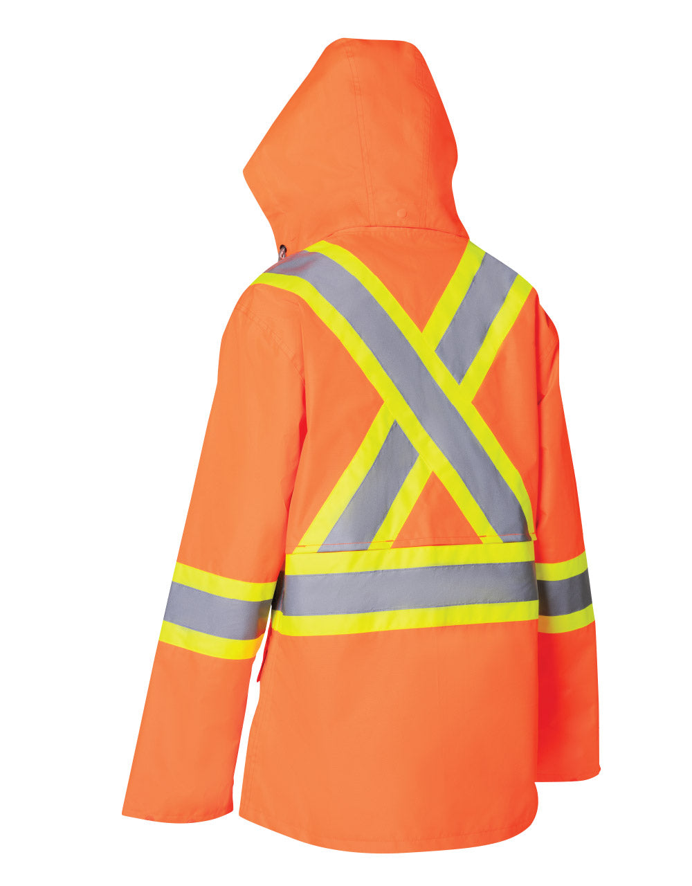 Forcefield Women's Hi Vis Safety Rain Jacket with Snap-Off Hood