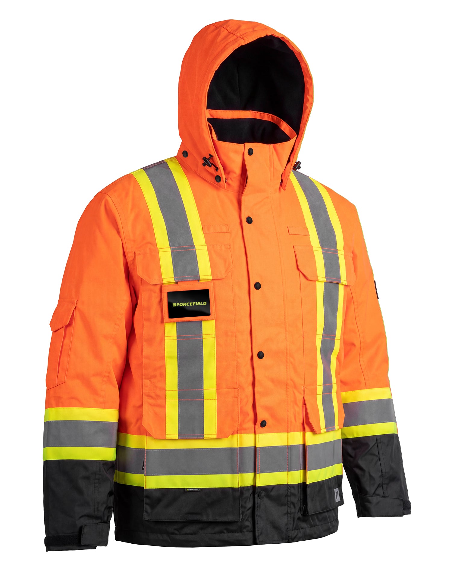 Forcefield 3-in-1 Hi Vis Winter Safety Parka with Removable Black Nylon Puff Jacket