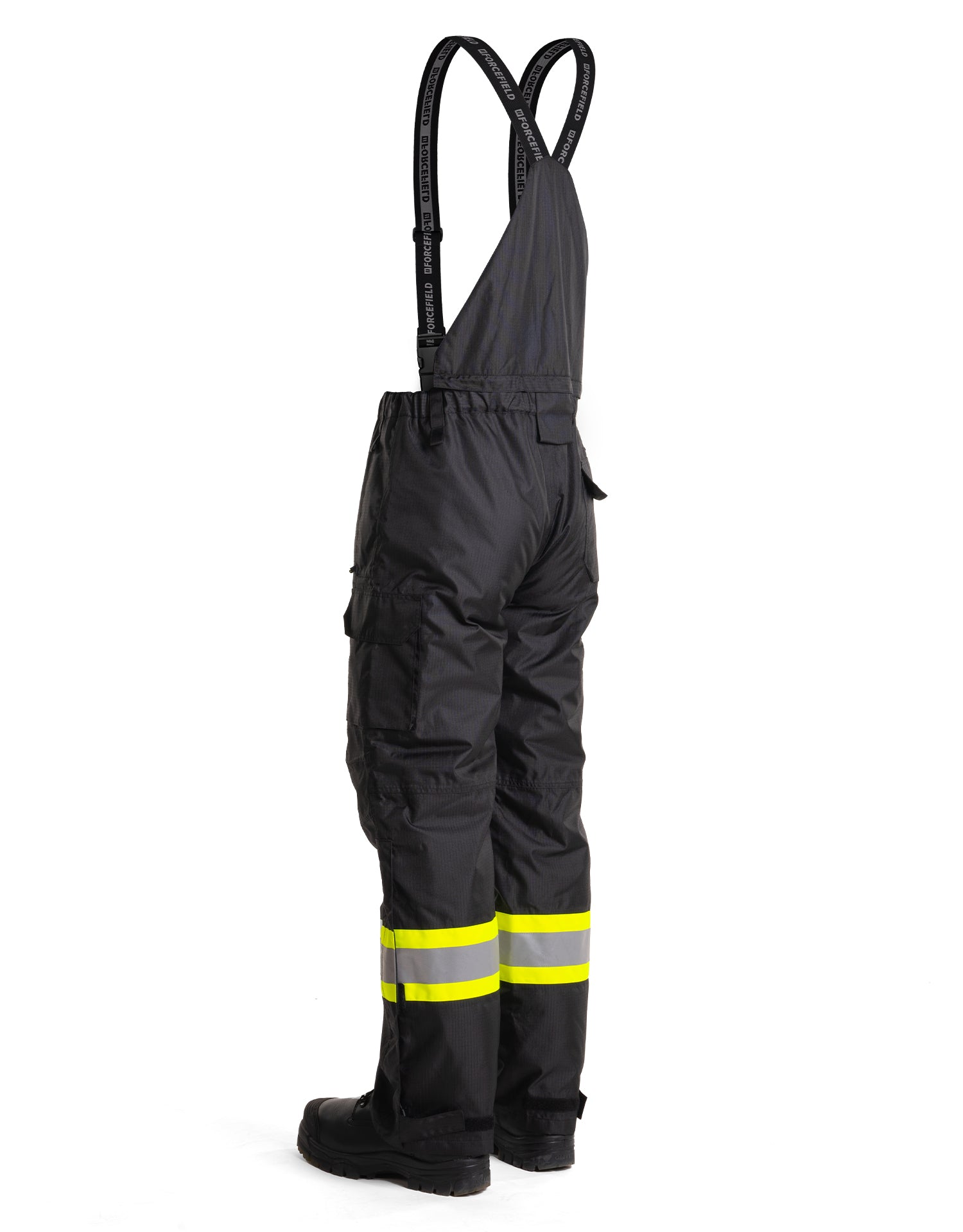 Forcefield Hi-Vis Black Flame-Resistant (FR) Ripstop Light Weight Bib Pants