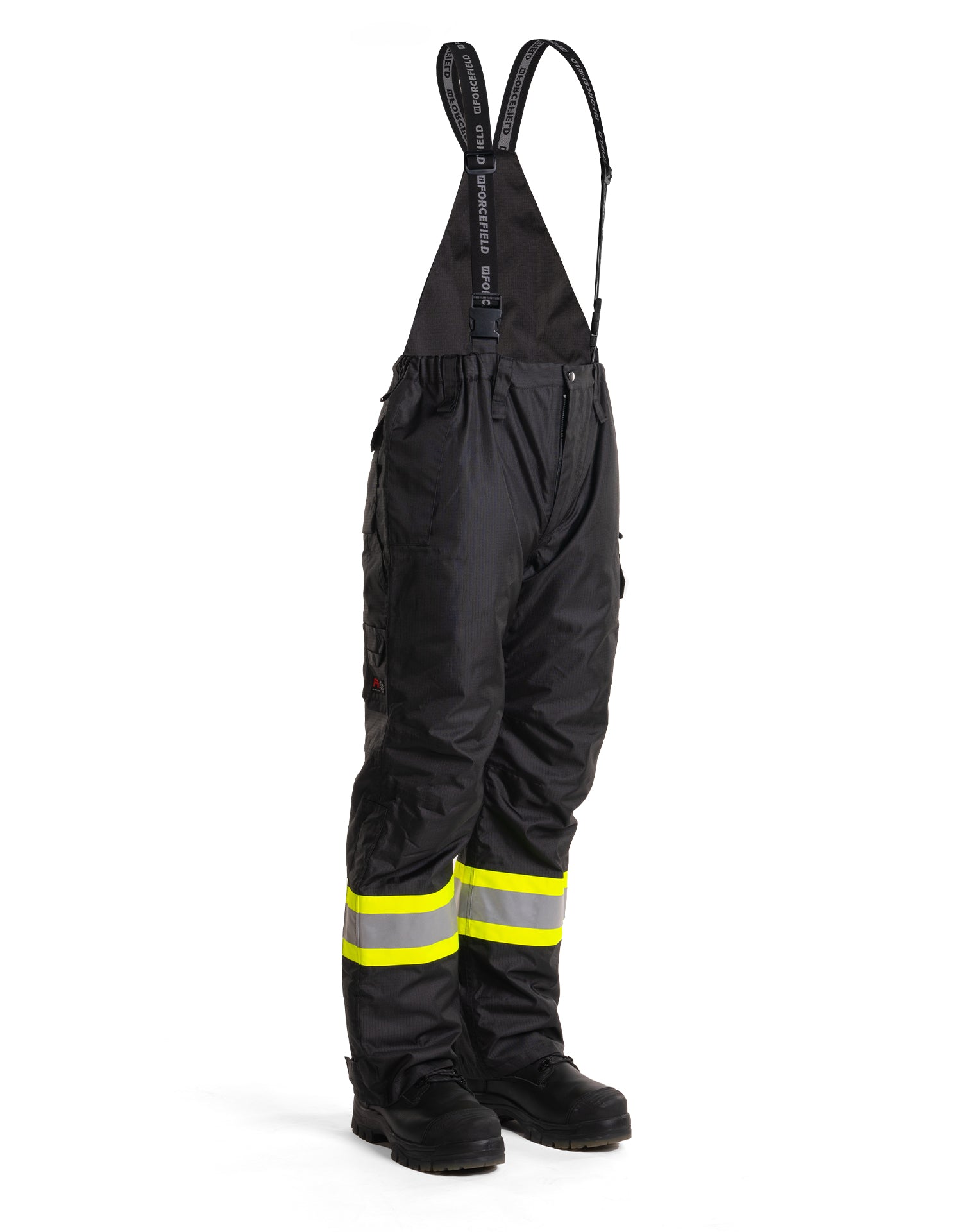 Forcefield Hi-Vis Black Flame-Resistant (FR) Ripstop Light Weight Bib Pants