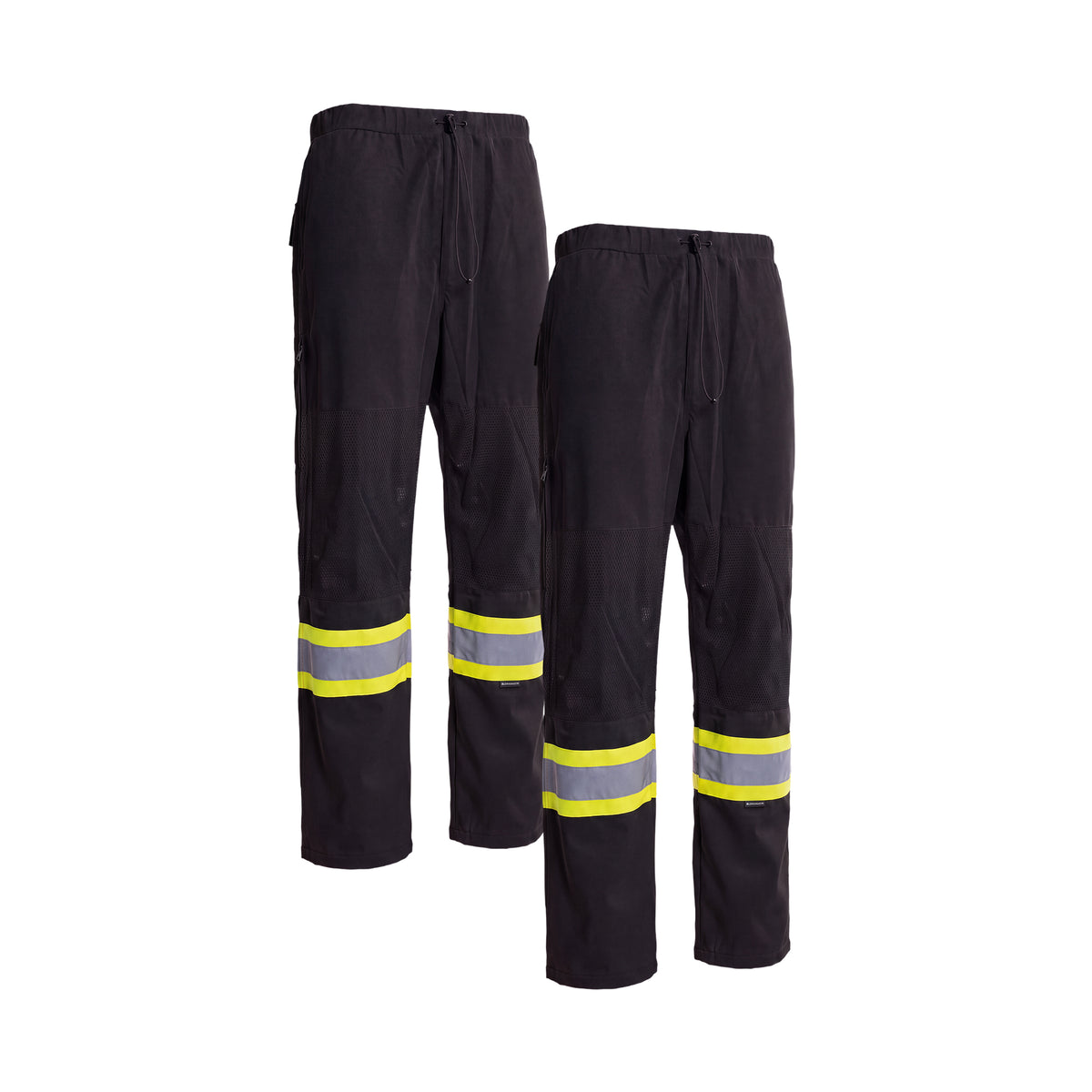Forcefield Hi Vis Black Safety Tricot Traffic Pants with Vented Legs and Elastic Waist (Multi-Pack)