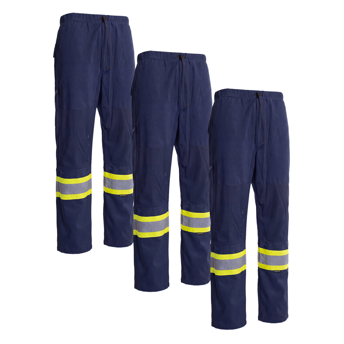 Forcefield Hi Vis Navy Safety Tricot Traffic Pants with Vented Legs and Elastic Waist (Multi-Pack)