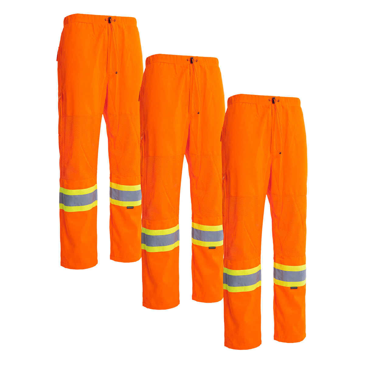 Forcefield Hi Vis Orange Safety Tricot Traffic Pants with Vented Legs and Elastic Waist (Multi-Pack)