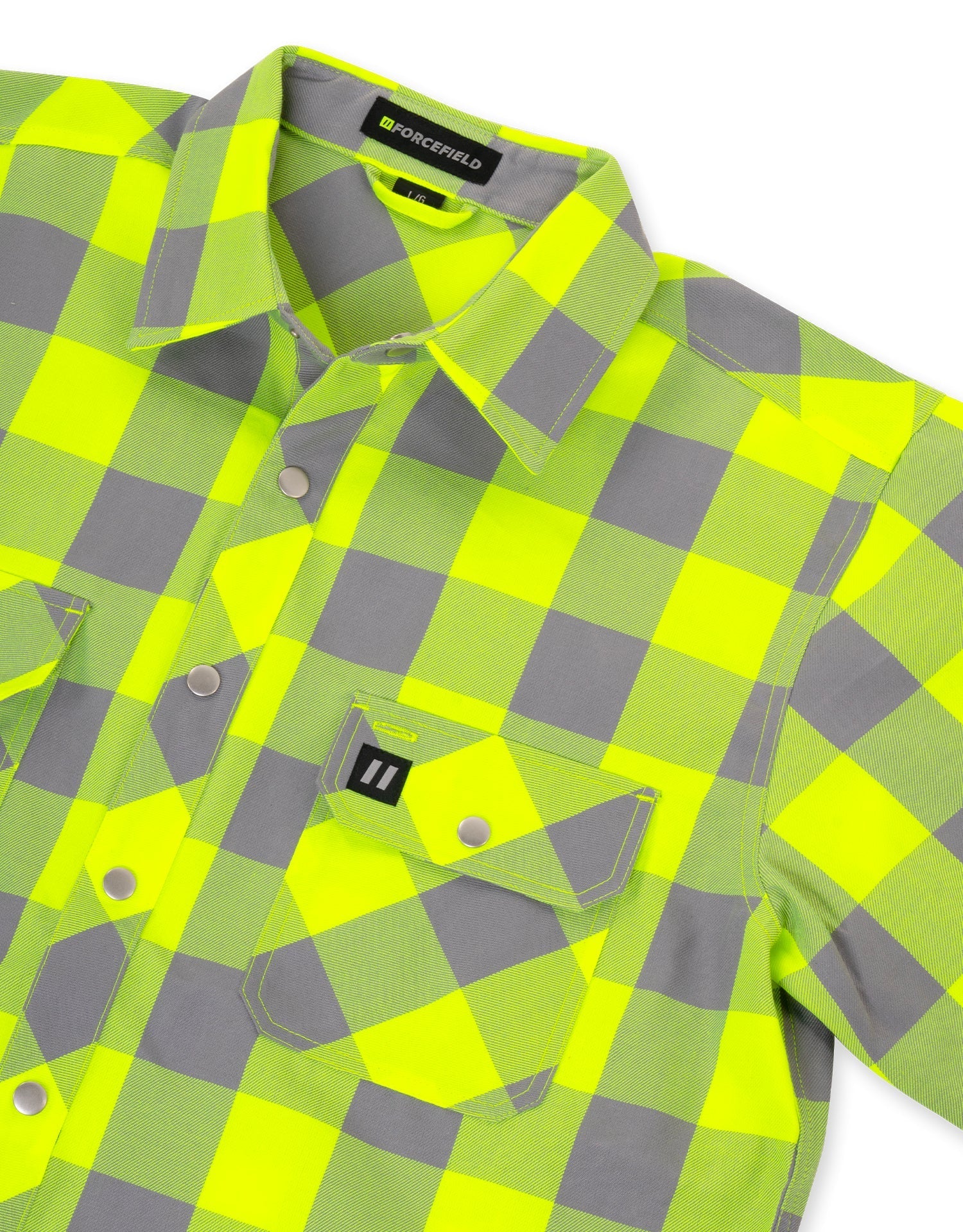 Hi Vis Lime Buffalo Plaid Unlined Flannel Shirt