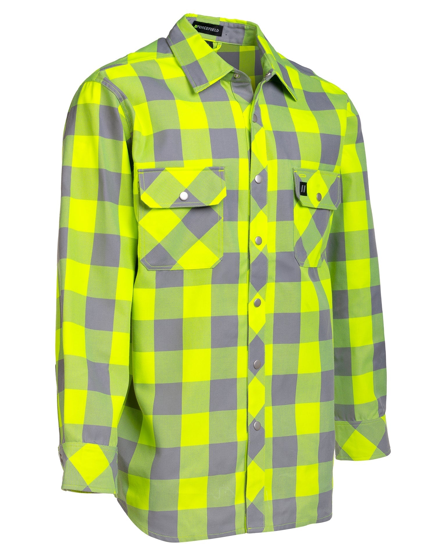 Hi Vis Lime Buffalo Plaid Unlined Flannel Shirt