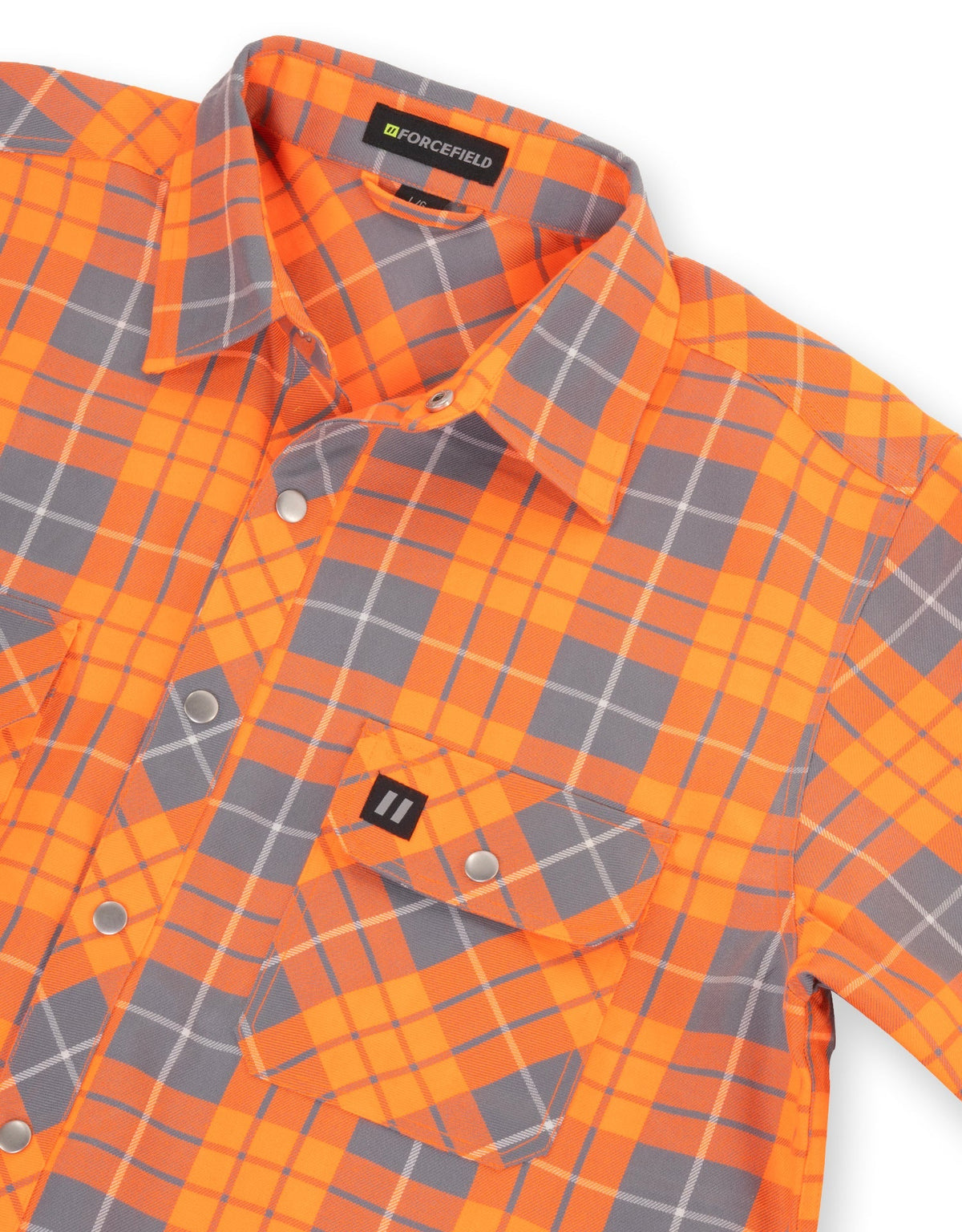 Forcefield Hi Vis Orange Plaid Unlined Flannel Shirt