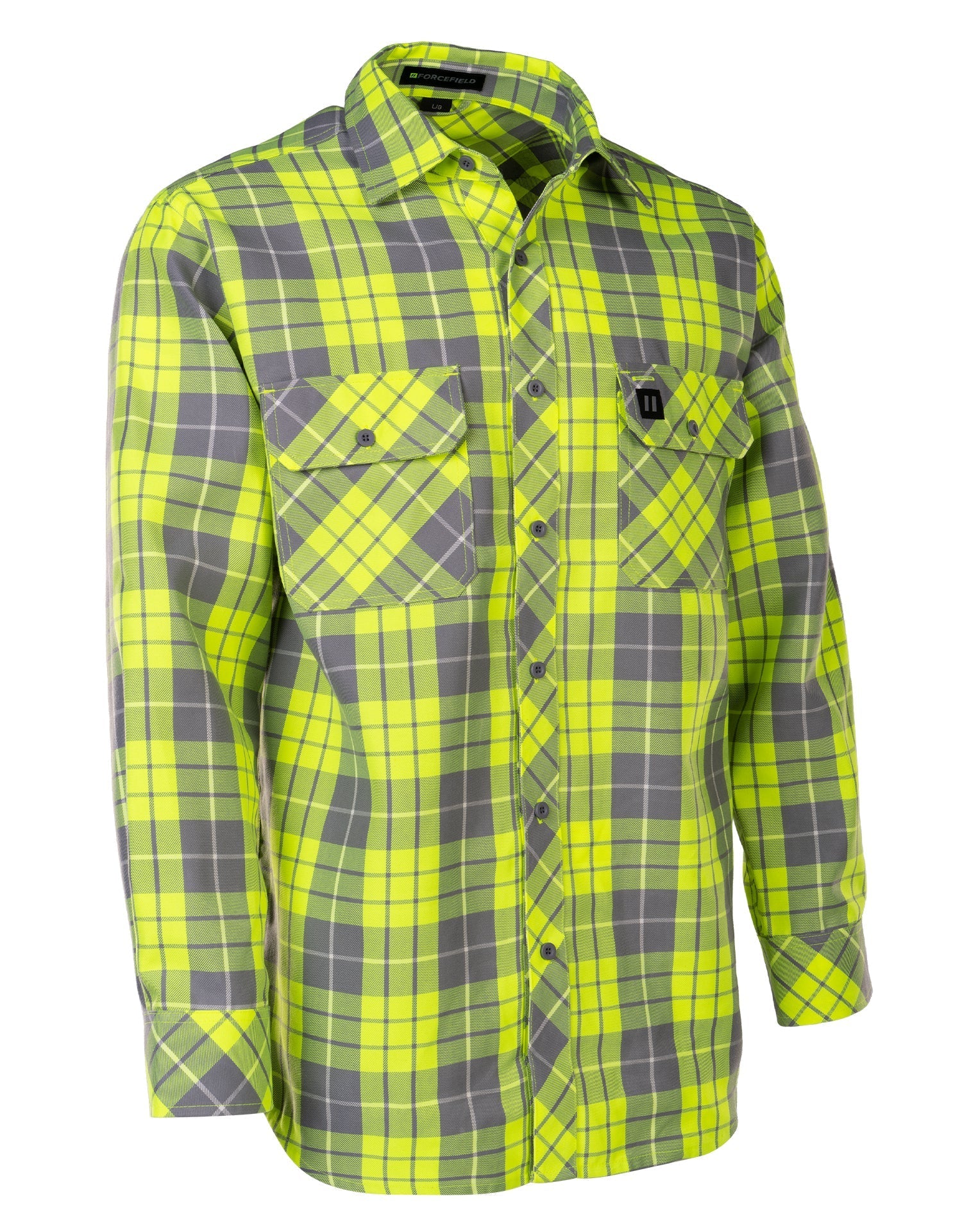 Hi Vis Plaid Button-Down Unlined Flannel Shirt