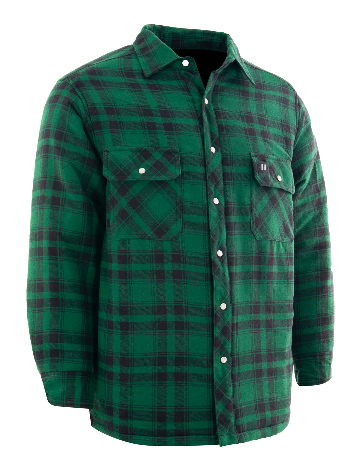 Forcefield Green Plaid Quilt-Lined Flannel Shirt Jacket