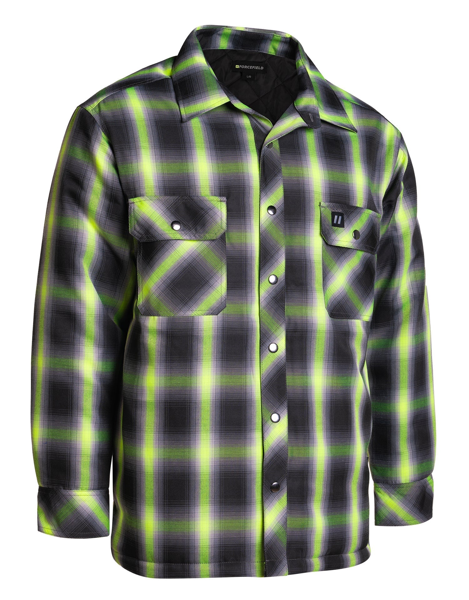 Lime Ombre Plaid Quilt-lined Shirt Jacket