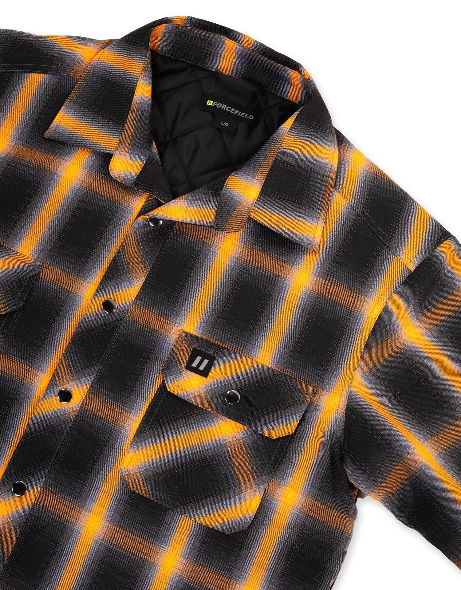 Orange Ombre Plaid Quilt-lined Shirt Jacket