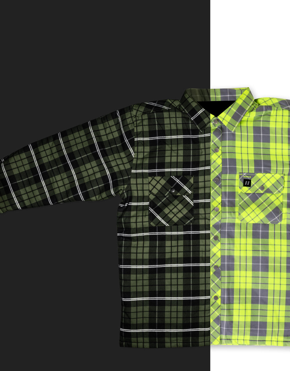 Forcefield Hi Vis Plaid Unlined Flannel Shirt Jacket with Reflective Striping