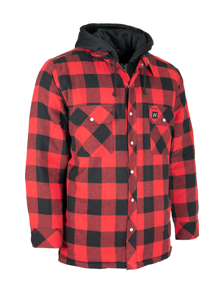 Red Buffalo Hooded Plaid Quilt-Lined Flannel Shirt Jacket