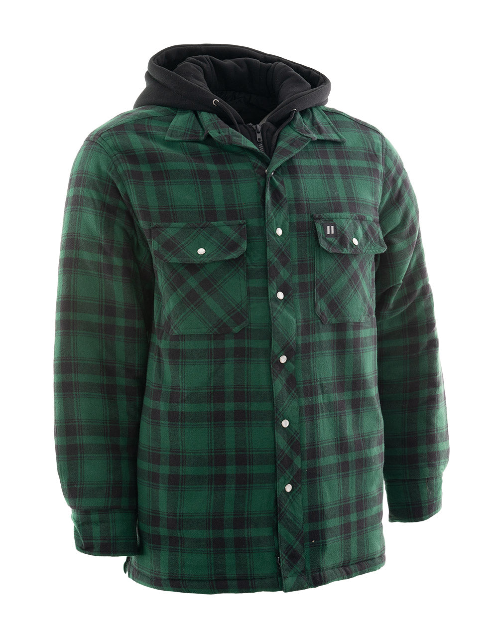 Forcefield Green Plaid Plaid Quilt-Lined Flannel Shirt Jacket