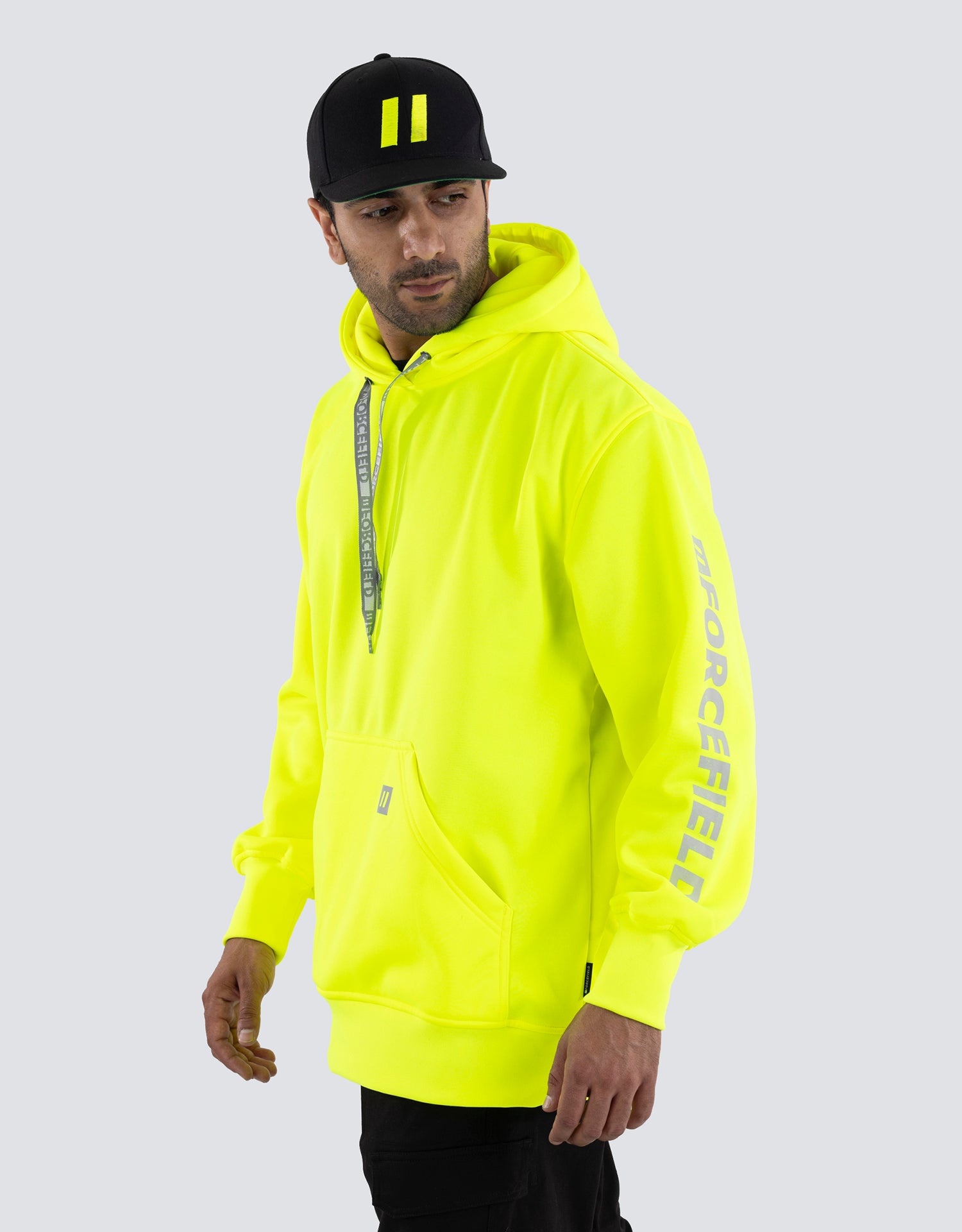 Forcefield Hi Vis Lime Pullover Forcefield Logo Sleeve Graphic Hoodie