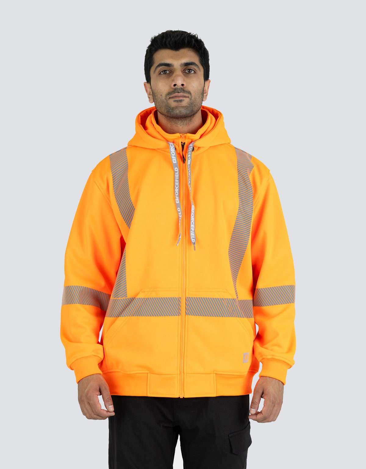 Forcefield Hi Vis Safety Hoodie with Segmented Reflective Tape and Detachable Hood