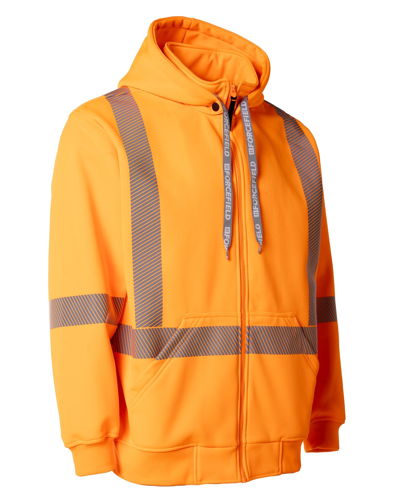 Forcefield Hi Vis Safety Hoodie with Segmented Reflective Tape and Detachable Hood