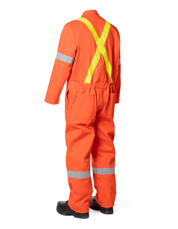 Retro Hi-Vis Safety Unlined Cotton Coverall with Reflective Striping