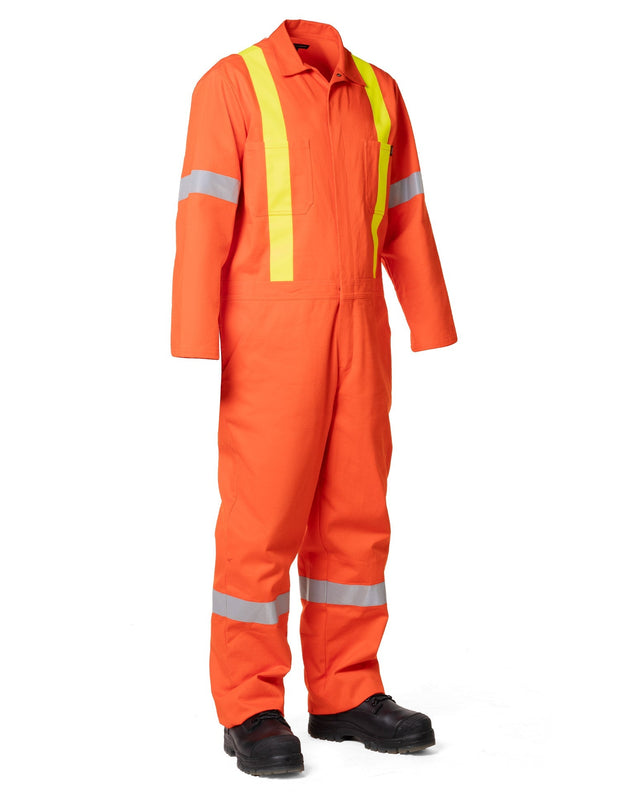 Retro Hi-Vis Safety Unlined Cotton Coverall with Reflective Striping