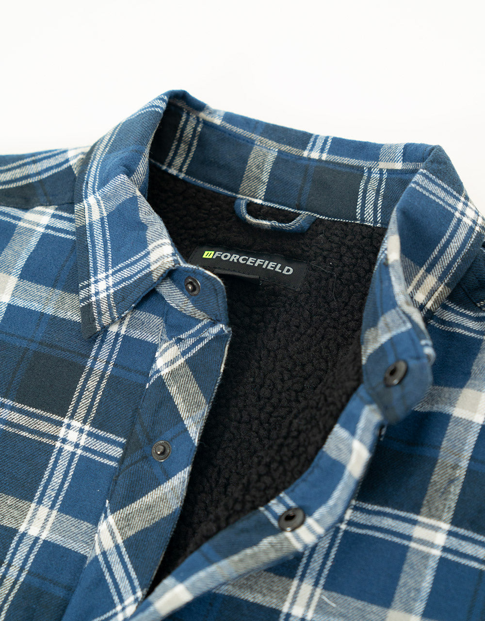 Forcefield Blue Plaid Sherpa-Lined Flannel Shirt Jacket