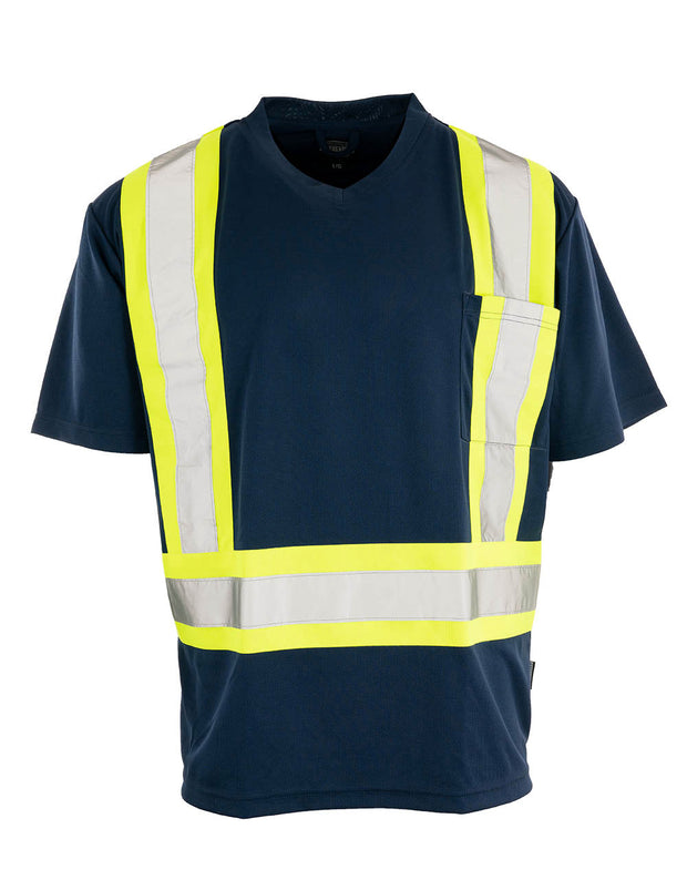 Hi Vis V-Neck Short Sleeve Safety Tee Shirt