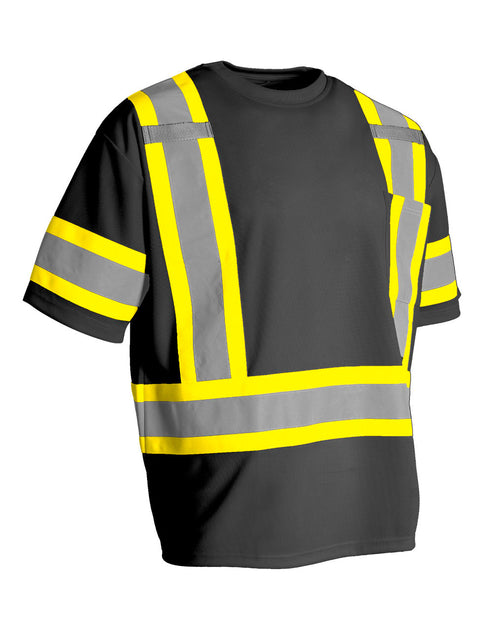 Hi Vis Crew Neck Short Sleeve Safety Tee Shirt with Chest Pocket and A