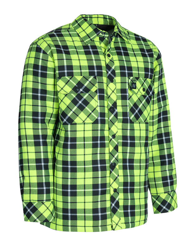 Hi Vis Tartan Plaid Quilt-Lined Flannel Shirt Jacket